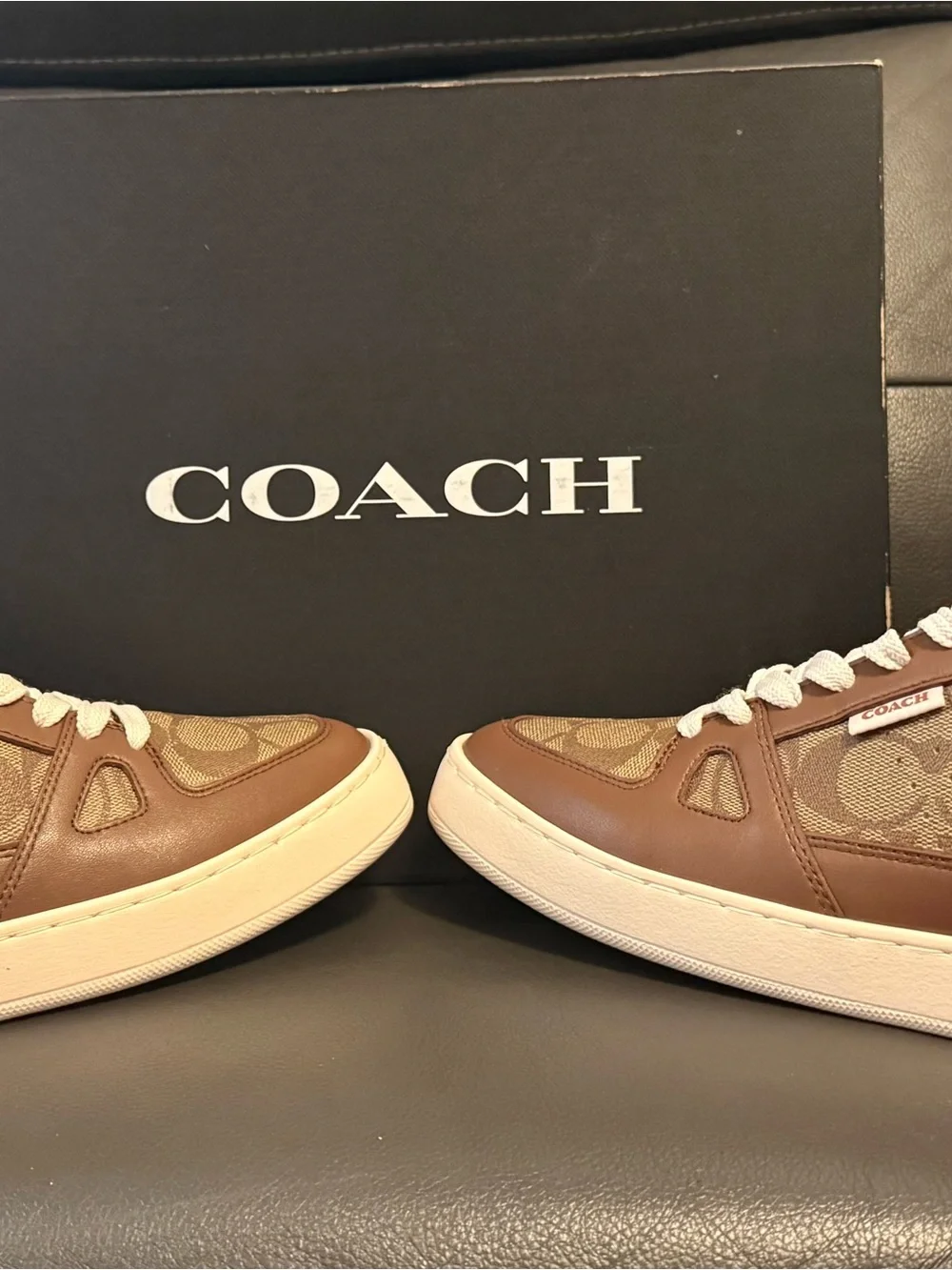 COACH CC736 MENS CLIP COURT HIGH TOP SNEAKER IN SIGNATURE CANVAS SATTLE SIZE 7D
